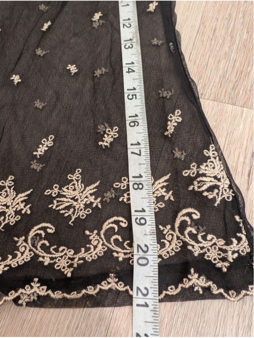 Y2K Black Sheer Mesh Floral Embroidered Button Down Top Whimsigoth Dark Coquette - Picture 7 of 7